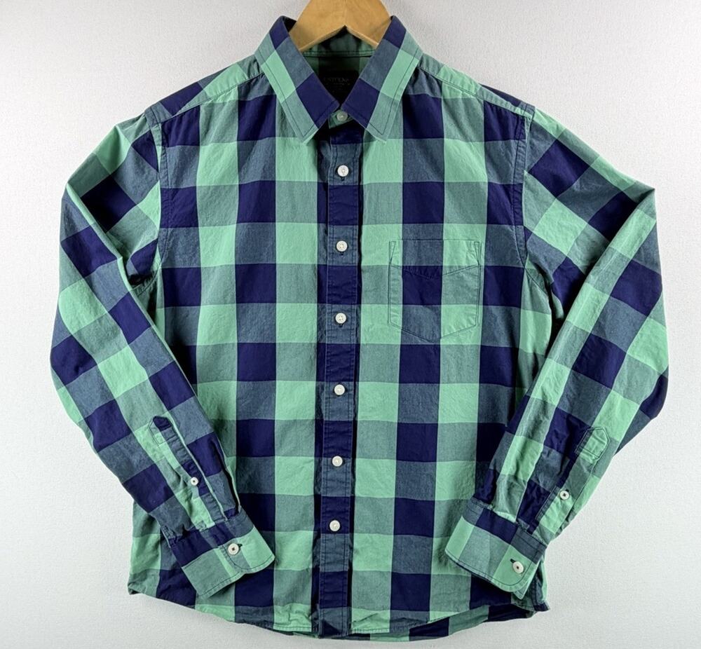 UNTUCKit Men’s Bonarda Green Blue Buffalo Checker Long Sleeve Shirt Size M